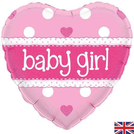 Buy Baby Girl Pink Heart Foil Balloon (45cm) at NIS Packaging & Party Supply Brisbane, Logan, Gold Coast, Sydney, Melbourne, Australia