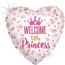 Baby Princess Glitter Heart Shape Foil balloon 45cm NIS Packaging & Party Supply