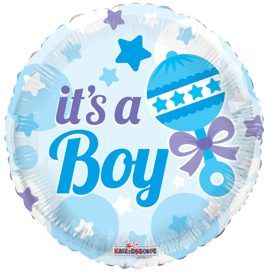 Buy Baby Rattle Boy Round Foil Balloon (45cm) at NIS Packaging & Party Supply Brisbane, Logan, Gold Coast, Sydney, Melbourne, Australia