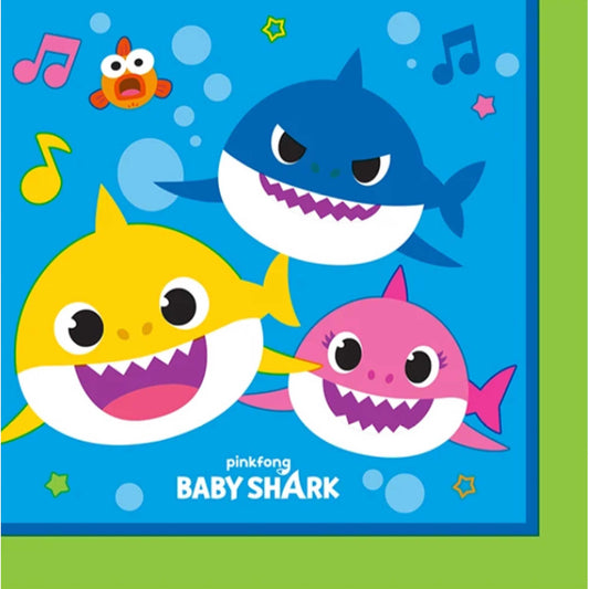 Baby Shark Beverage Napkins 16pk NIS Packaging & Party Supply