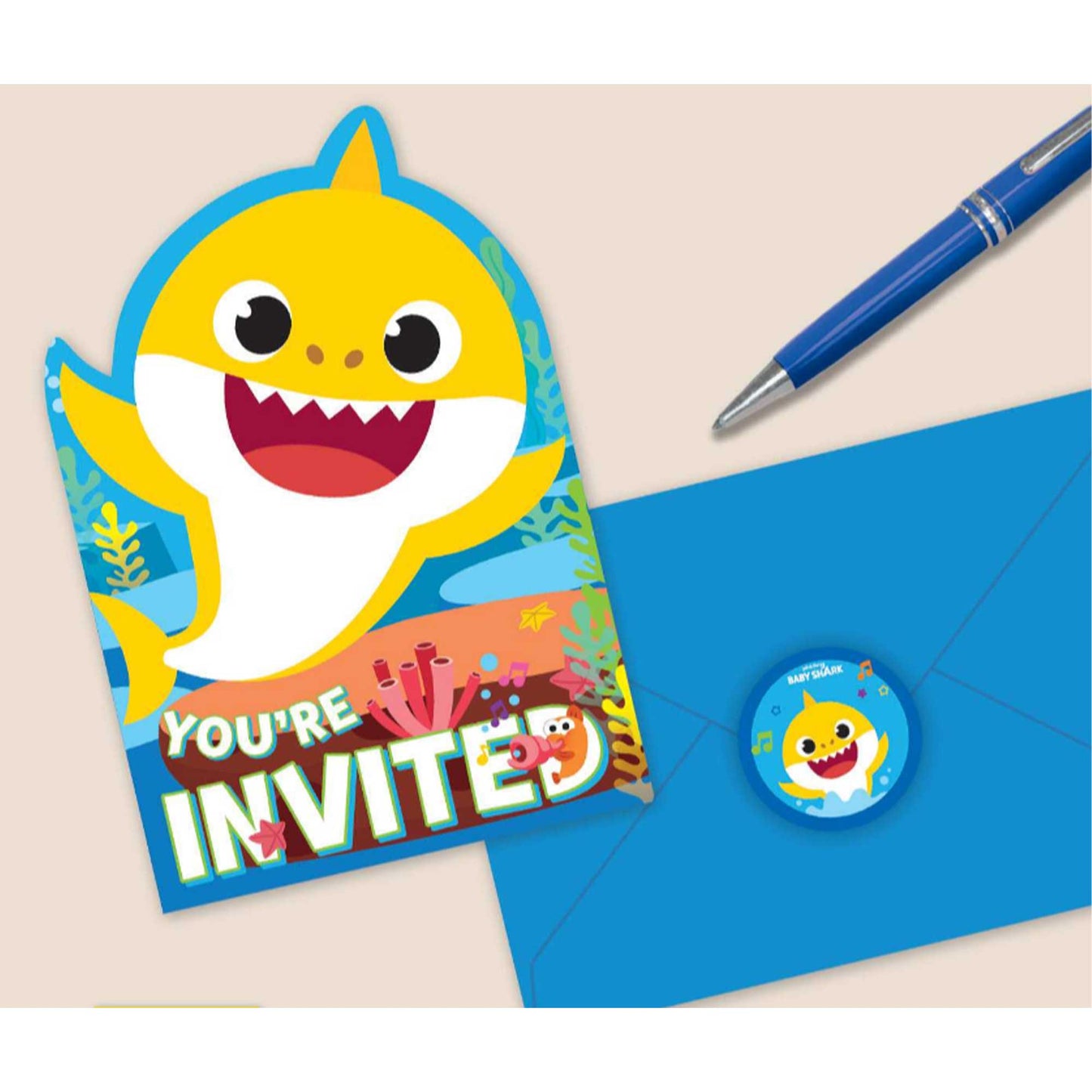 Baby Shark Postcard Invitations NIS Packaging & Party Supply