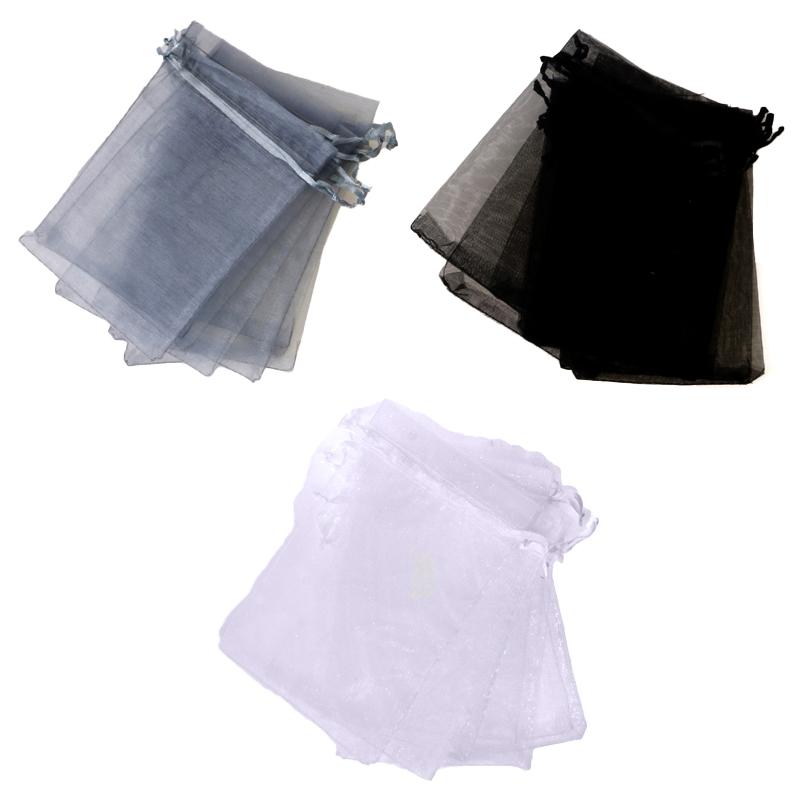 Bag Organza 9.5cm x 15cm 8pk Assorted Colours: White, Silver, Black NIS Packaging & Party Supply