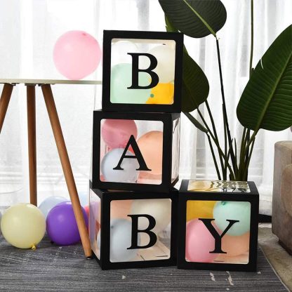 Balloon Box Letter Black - BABY NIS Packaging & Party Supply