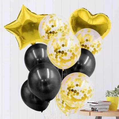 Balloon set Gold and Black 14 pk NIS Packaging & Party Supply