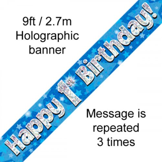 Buy Banner Blue Happy 1ST BDAY 2.7m 1pc at NIS Packaging & Party Supply Brisbane, Logan, Gold Coast, Sydney, Melbourne, Australia