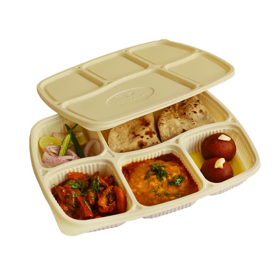 Bio 5 compt. Take away Plates With Lid( 25 pcs) NIS Packaging & Party Supply