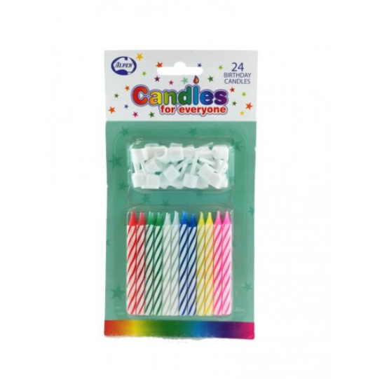 Birthday Candles with holders 24pk NIS Packaging & Party Supply