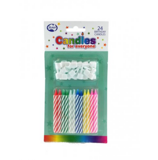 Birthday Candles with holders 24pk NIS Packaging & Party Supply