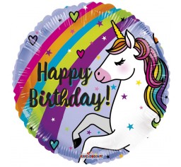 Buy Birthday Unicorn & Rainbow Round (45cm) at NIS Packaging & Party Supply Brisbane, Logan, Gold Coast, Sydney, Melbourne, Australia