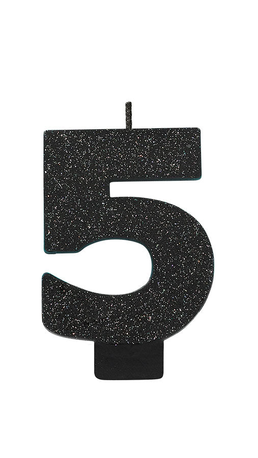 Black Glitter Candle Number     #5 NIS Packaging & Party Supply