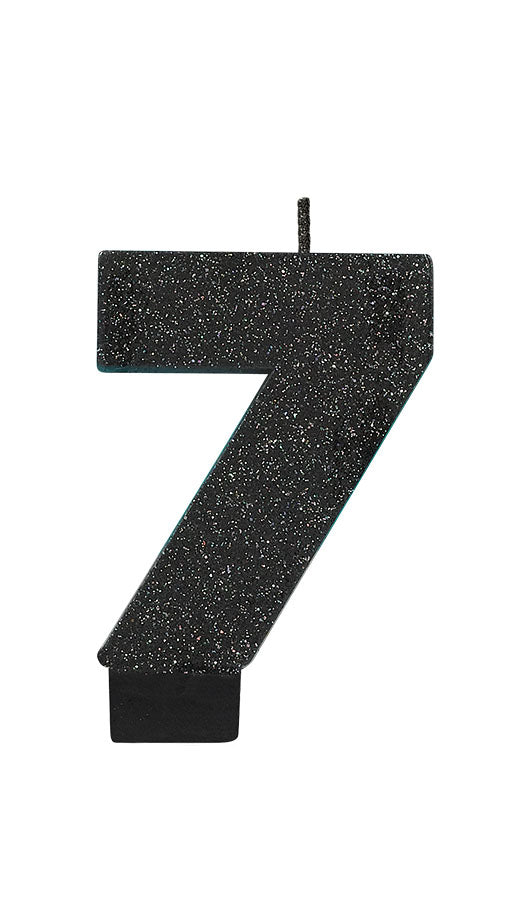 Black Glitter Candle Number  #7 NIS Packaging & Party Supply