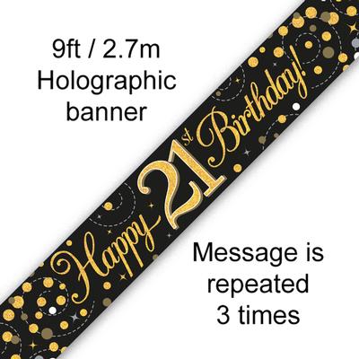 Buy Black & Gold 21st B'DAY Banner at NIS Packaging & Party Supply Brisbane, Logan, Gold Coast, Sydney, Melbourne, Australia