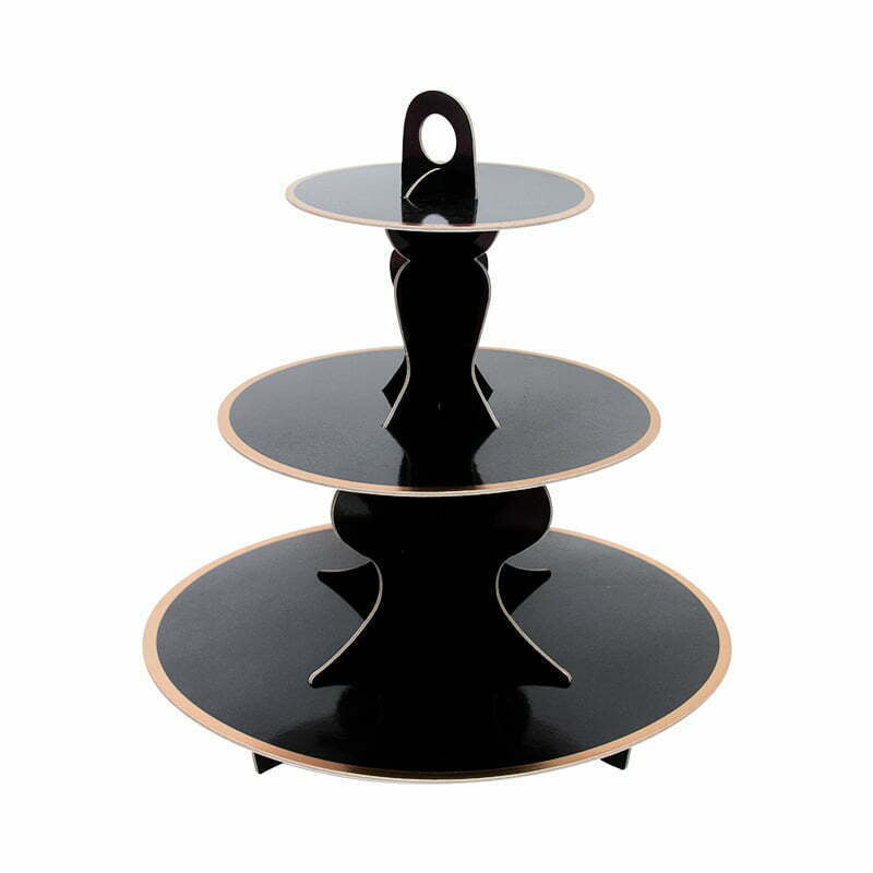 Black-Gold Edge Solid Cakestand 1PC NIS Packaging & Party Supply