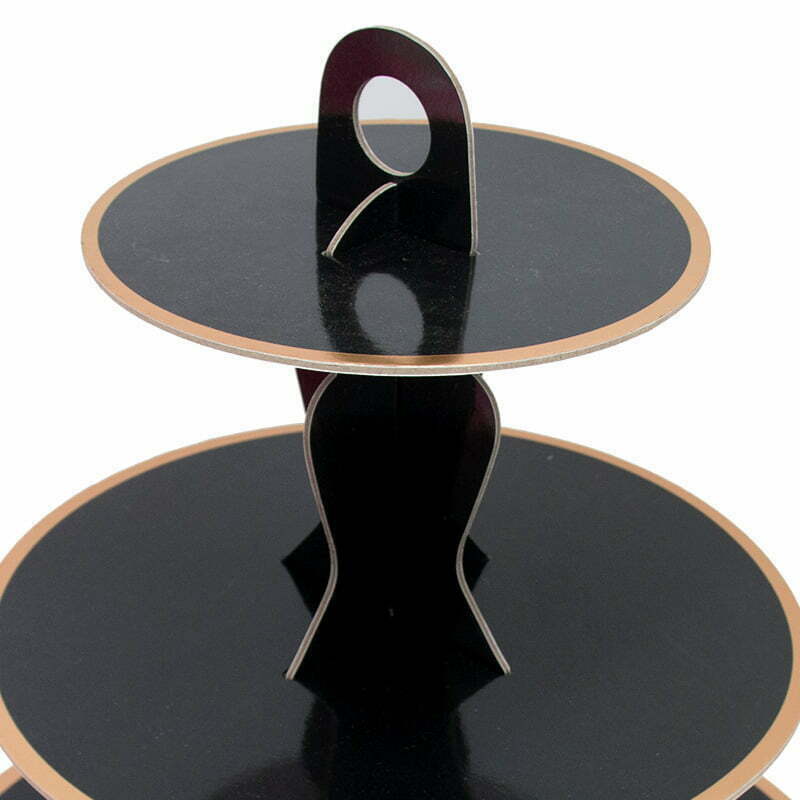 Black-Gold Edge Solid Cakestand 1PC NIS Packaging & Party Supply