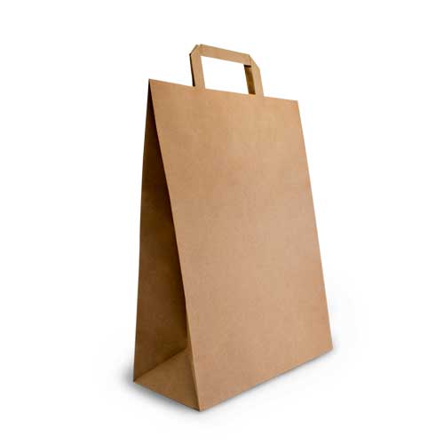 Brown Kraft Flat Handle Bags ( 350L × 260 W× 110 mm) 50PK NIS Packaging & Party Supply