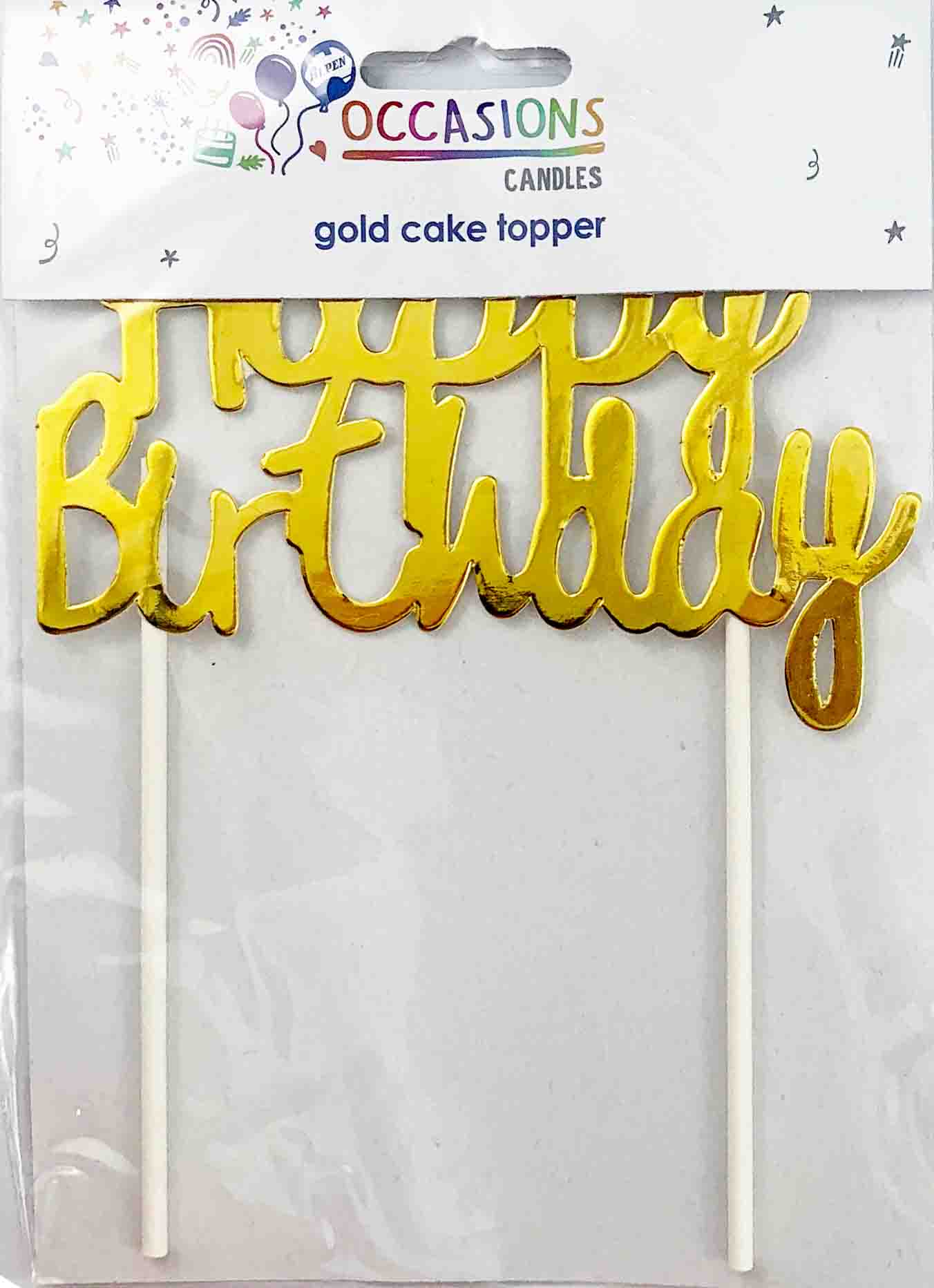 CAKE TOPPER Happy Birthday Metallic GOLD NIS Packaging & Party Supply