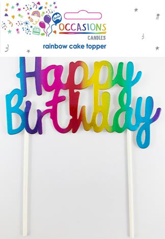 CAKE TOPPER Happy Birthday Metallic RAINBOW NIS Packaging & Party Supply