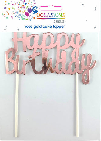 CAKE TOPPER Happy Birthday Metallic ROSEGOLD NIS Packaging & Party Supply