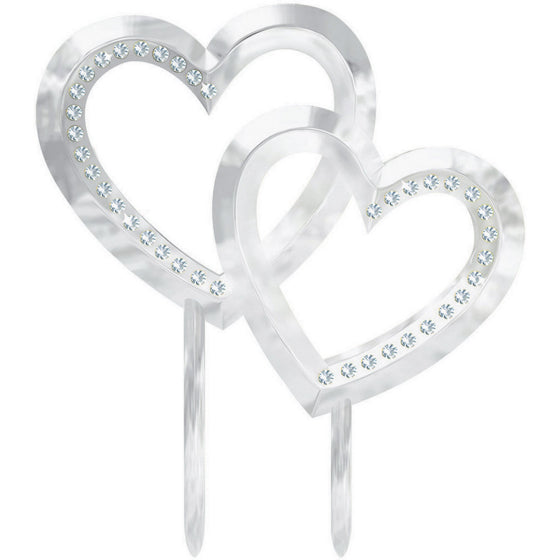 CAKE Topper double heart plastic NIS Packaging & Party Supply