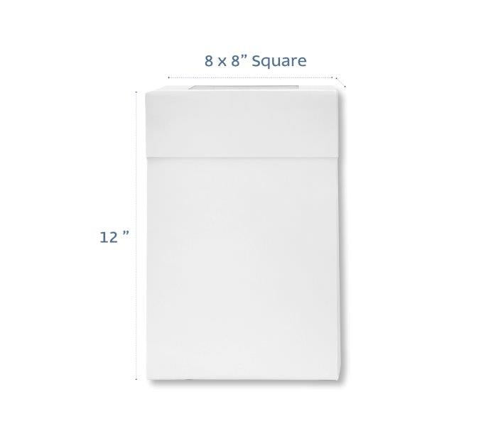 White Square 8"12 inch HIGH Box 8x8x12in