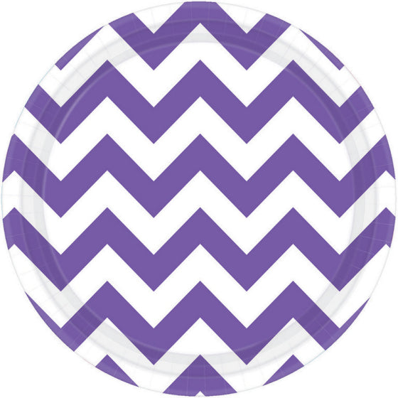 CHEVRON 17CM ROUND PLATES NEW PURPLE NIS Packaging & Party Supply