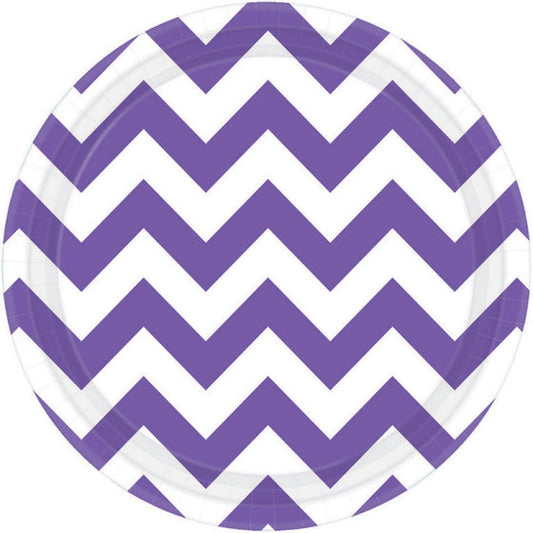 CHEVRON 17CM ROUND PLATES NEW PURPLE NIS Packaging & Party Supply