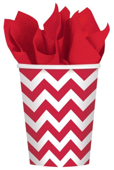 CHEVRON 266ML CUPS APPLE RED NIS Packaging & Party Supply