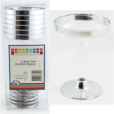 Buy COCKTAIL 133ML SILVER TRIM BX6 at NIS Packaging & Party Supply Brisbane, Logan, Gold Coast, Sydney, Melbourne, Australia