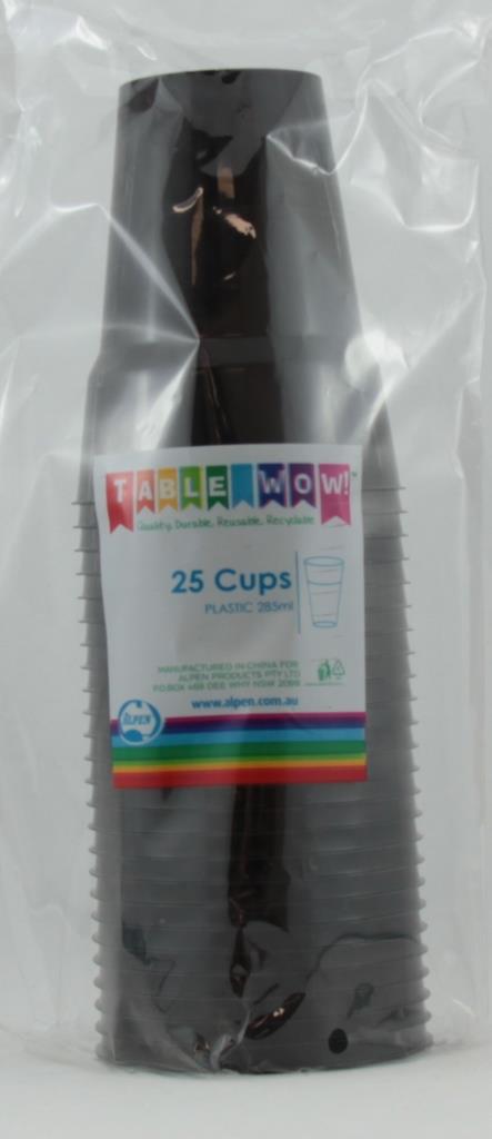 Buy CUP BLACK 285ml Pack of 25 at NIS Packaging & Party Supply Brisbane, Logan, Gold Coast, Sydney, Melbourne, Australia