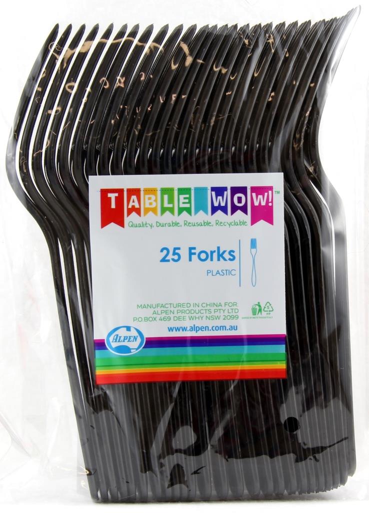 Buy CUTLERY BLACK FORK 25pk at NIS Packaging & Party Supply Brisbane, Logan, Gold Coast, Sydney, Melbourne, Australia