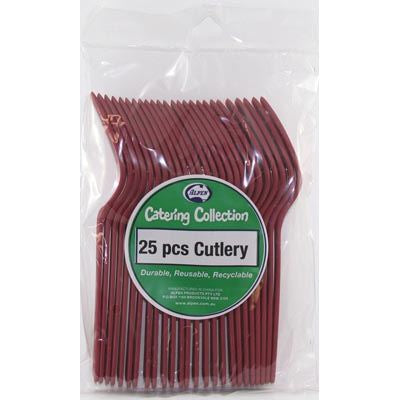 Buy CUTLERY BURGUNDY FORK P25 at NIS Packaging & Party Supply Brisbane, Logan, Gold Coast, Sydney, Melbourne, Australia