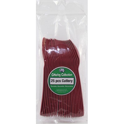 CUTLERY BURGUNDY SPOON P25 NIS Packaging & Party Supply