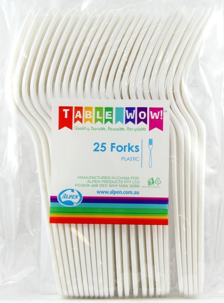 Buy CUTLERY WHITE FORK P25 at NIS Packaging & Party Supply Brisbane, Logan, Gold Coast, Sydney, Melbourne, Australia