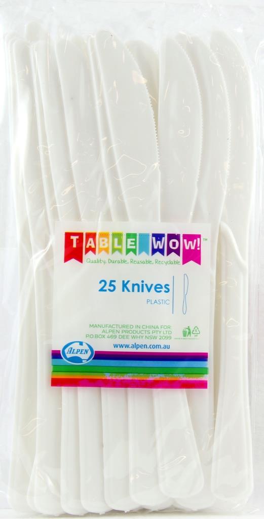 Buy CUTLERY WHITE KNIFE P25 at NIS Packaging & Party Supply Brisbane, Logan, Gold Coast, Sydney, Melbourne, Australia