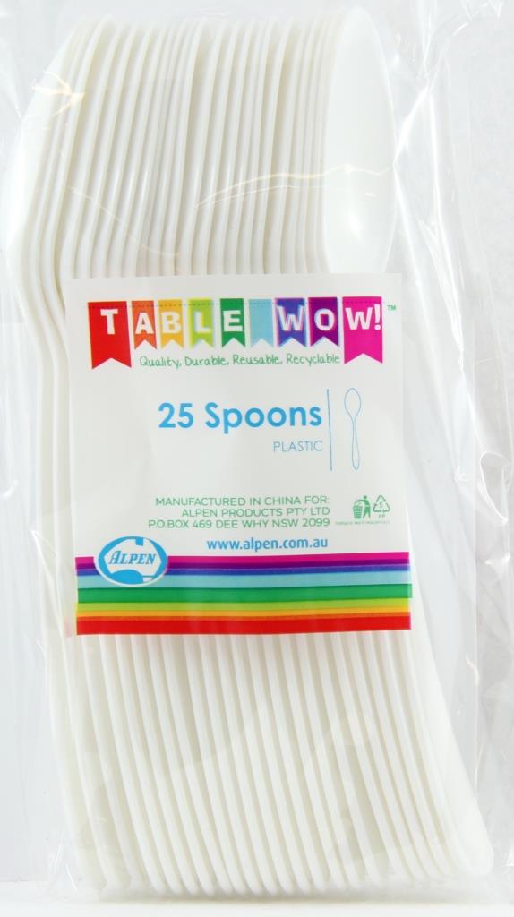 Buy CUTLERY WHITE SPOON P25 at NIS Packaging & Party Supply Brisbane, Logan, Gold Coast, Sydney, Melbourne, Australia