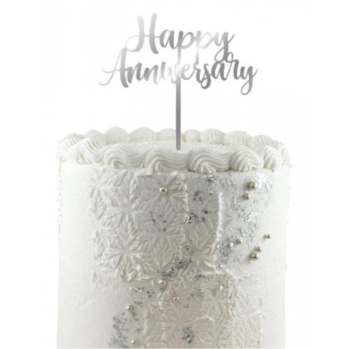 Cake Topper sliver Happy Anniversary NIS Packaging & Party Supply