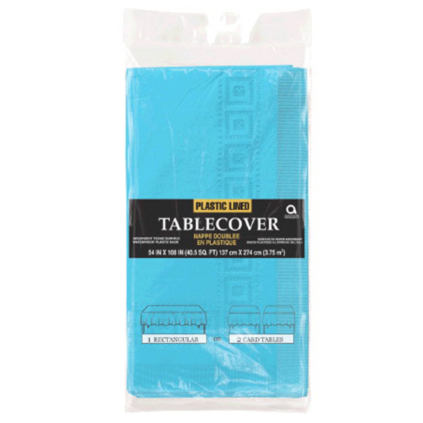 Caribbean Blue  3PLY Table cover Paper & Plastic  Lined NIS Packaging & Party Supply