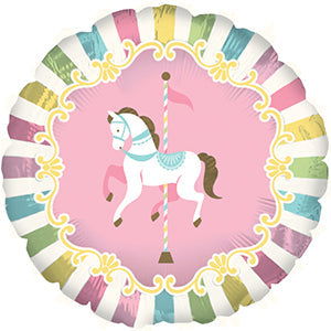 Buy Carousel Horse Round Foil Balloon at NIS Packaging & Party Supply Brisbane, Logan, Gold Coast, Sydney, Melbourne, Australia