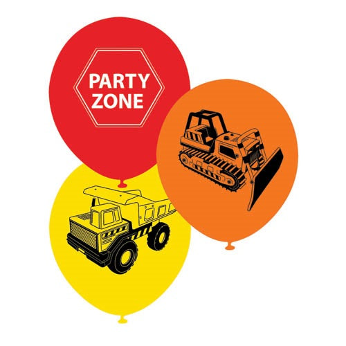 Construction Party Latex 10 Printed Balloons NIS Packaging & Party Supply