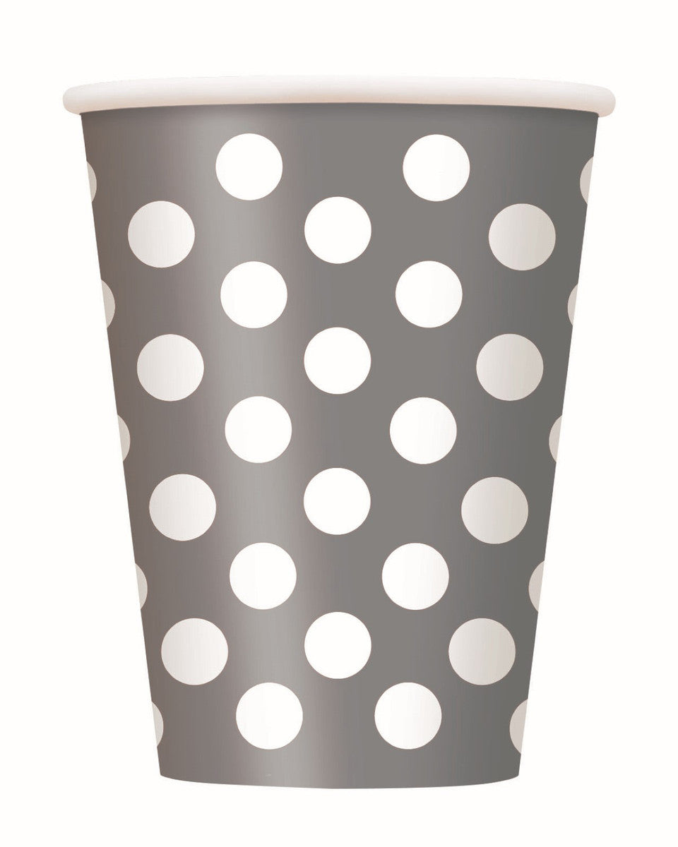 DOTS SILVER 355ML (12OZ) PAPER CUPS 6pk NIS Packaging & Party Supply