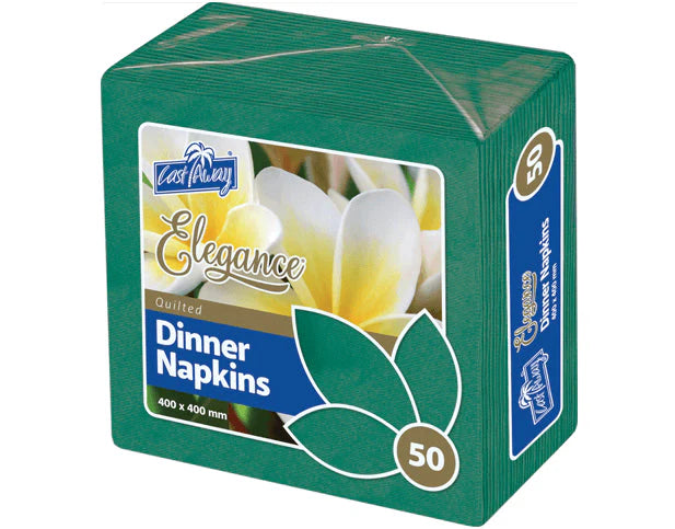 Dinner Napkins Quarter Fold, Pine Green 100pk 400 x 400 mm (open) NIS Packaging & Party Supply