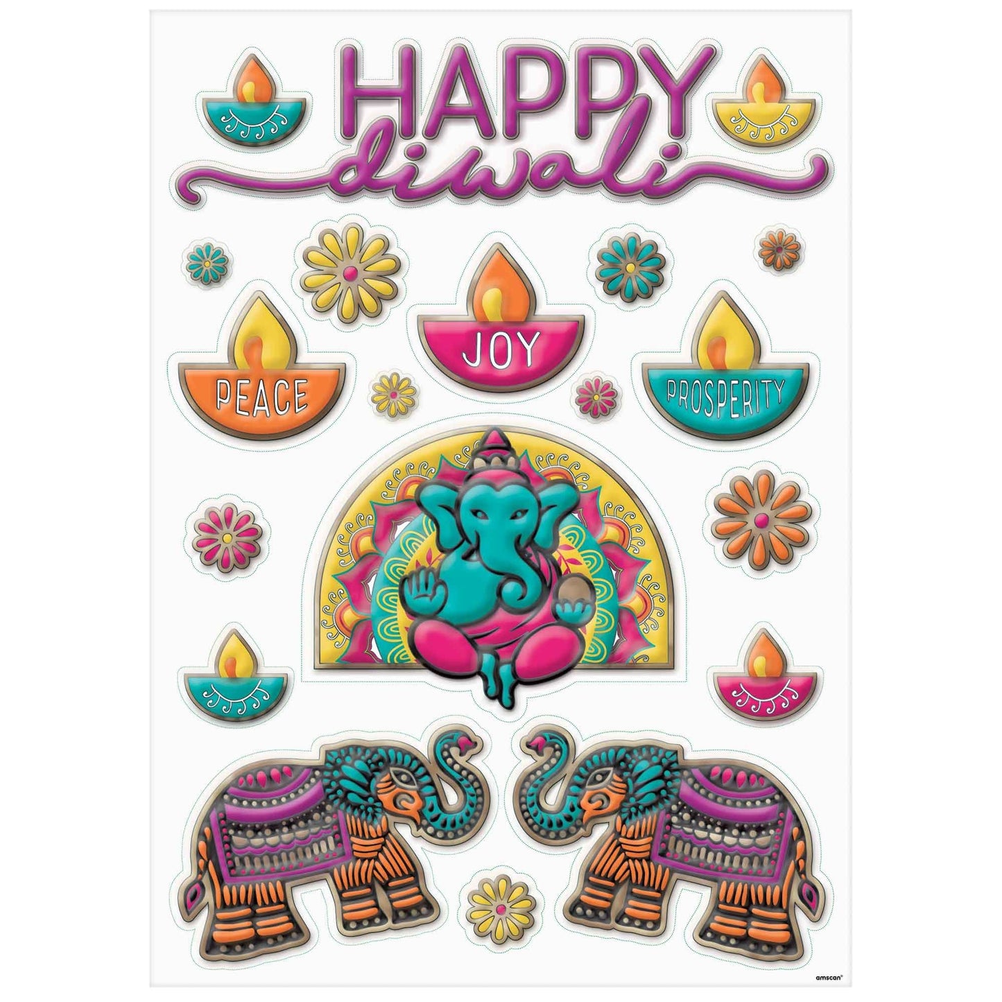 Diwali Foil Embossed Window Decoration Stickers NIS Packaging & Party Supply