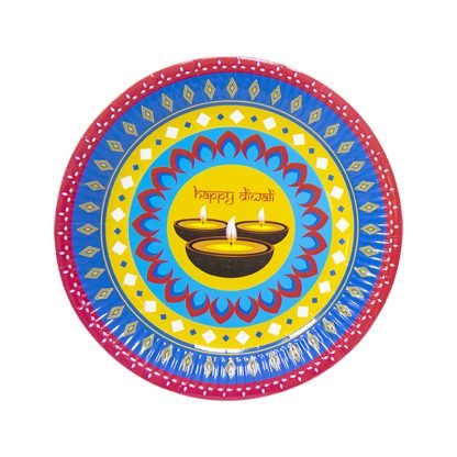 Diwali Paper Plates 8pk (23cm) NIS Packaging & Party Supply