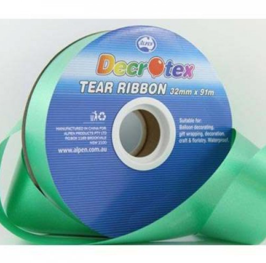 Buy EMERALD TEAR RIBBON 32MMX91M at NIS Packaging & Party Supply Brisbane, Logan, Gold Coast, Sydney, Melbourne, Australia