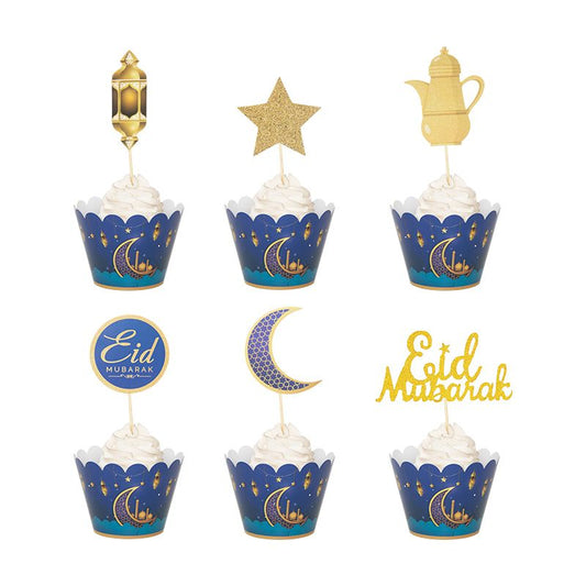 Eid Mubarak Cupcake Topper and Wrapper NIS Packaging & Party Supply