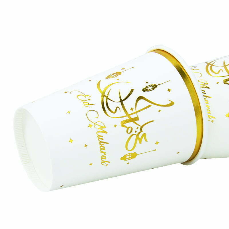 Eid Mubarak Gold Printed Paper cups 8pk NIS Packaging & Party Supply