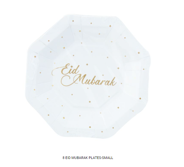 Buy Eid Mubarak Printed Paper Plates 18cm 8Pk at NIS Packaging & Party Supply Brisbane, Logan, Gold Coast, Sydney, Melbourne, Australia