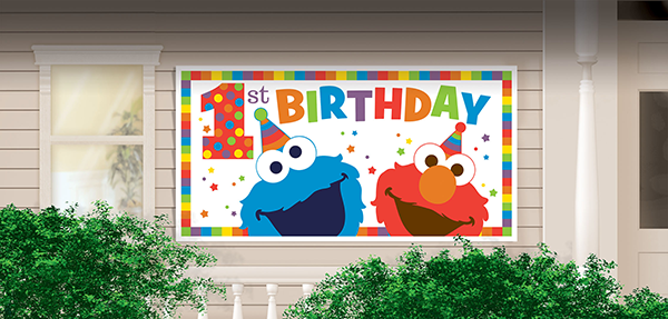 Elmo Turns One 1st BDAY Giant Horizontal Plastic Banner NIS Packaging & Party Supply