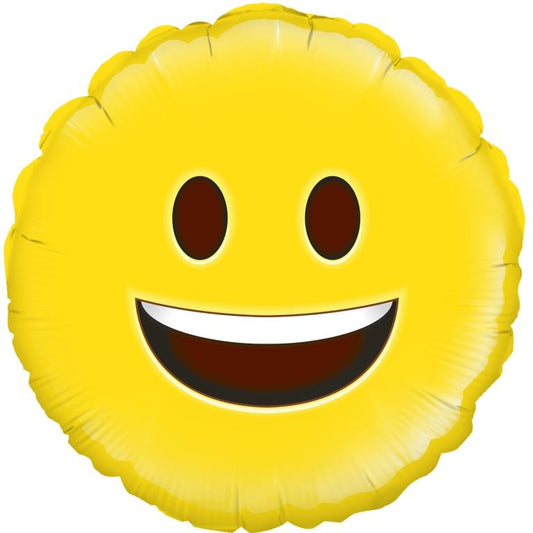 Buy Emoji Happy Smile Round Foil Balloon 45CM at NIS Packaging & Party Supply Brisbane, Logan, Gold Coast, Sydney, Melbourne, Australia