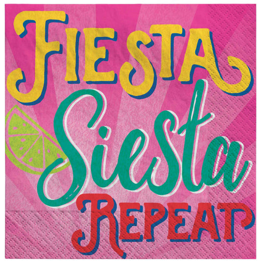 FIESTA SIESTA REPEAT BEVERAGE NAPKINS 16pk NIS Packaging & Party Supply